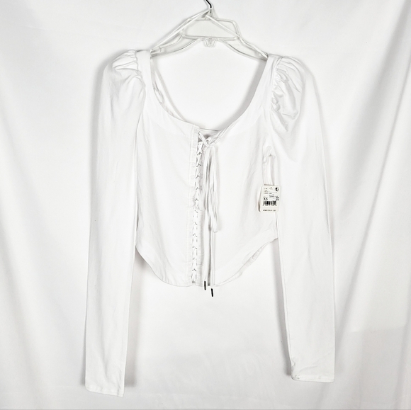 FREE PEOPLE Willow Two-Way Cropped Top NWT reversible white bridal - Picture 4 of 7
